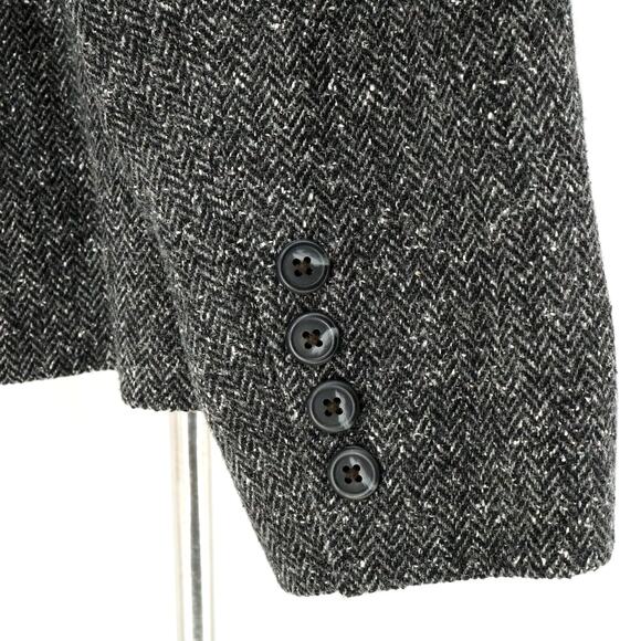 LL Bean Jacket Petites XLP PXL Gray Herringbone Wool Silk Buttons Lined Pockets - Picture 13 of 16